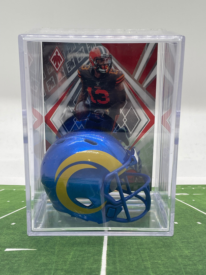 New 2020 Los Angeles Rams Odell Beckham Jr. Mini Helmet Shadowbox with Card