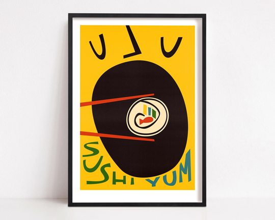 Sushi Kitchen Print, Retro Decor, Foodie Gift, Chef, Food Lover, Japanese Food, Japan Mid Century Modern Art Poster