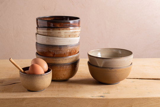 Set Of Two Pottery Soup Bowls, Handmade Ceramic Dinner Earthy Color Rustic Salad Cereals Ramen Bowl