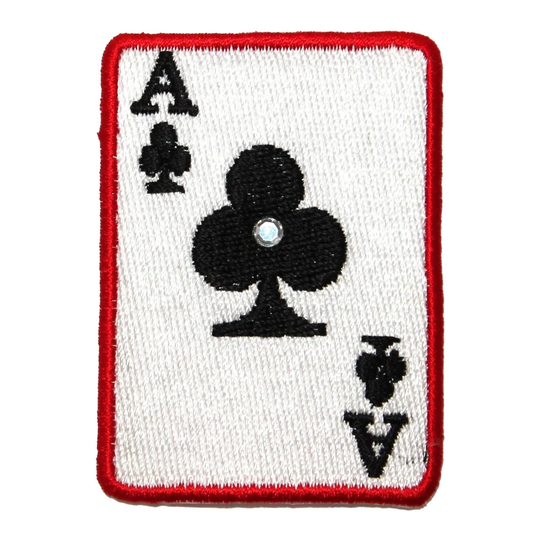 Id 0078C Ace Of Clubs Playing Card Patch Poker Win Embroidered Iron On Applique