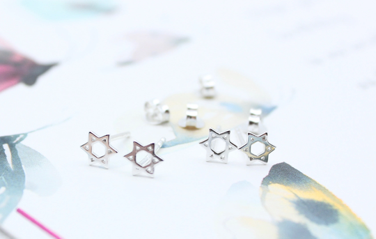 Star Of David Sterling Silver Stud Earrings Tiny 6mm Dainty Minimalist Unisex