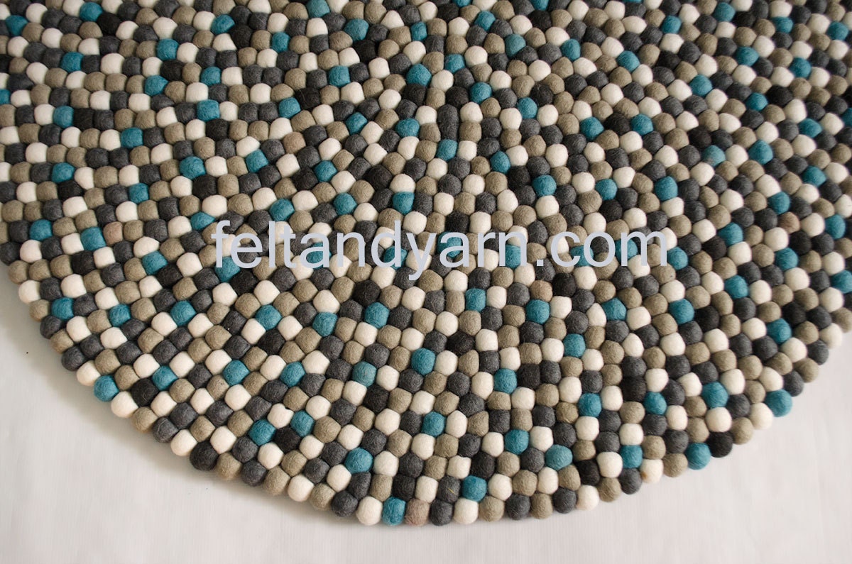 40cm Wool Felt Ball Rug Hand Felted Carpet For Room Decor Rugs Fair Trade & Ethically Handmade