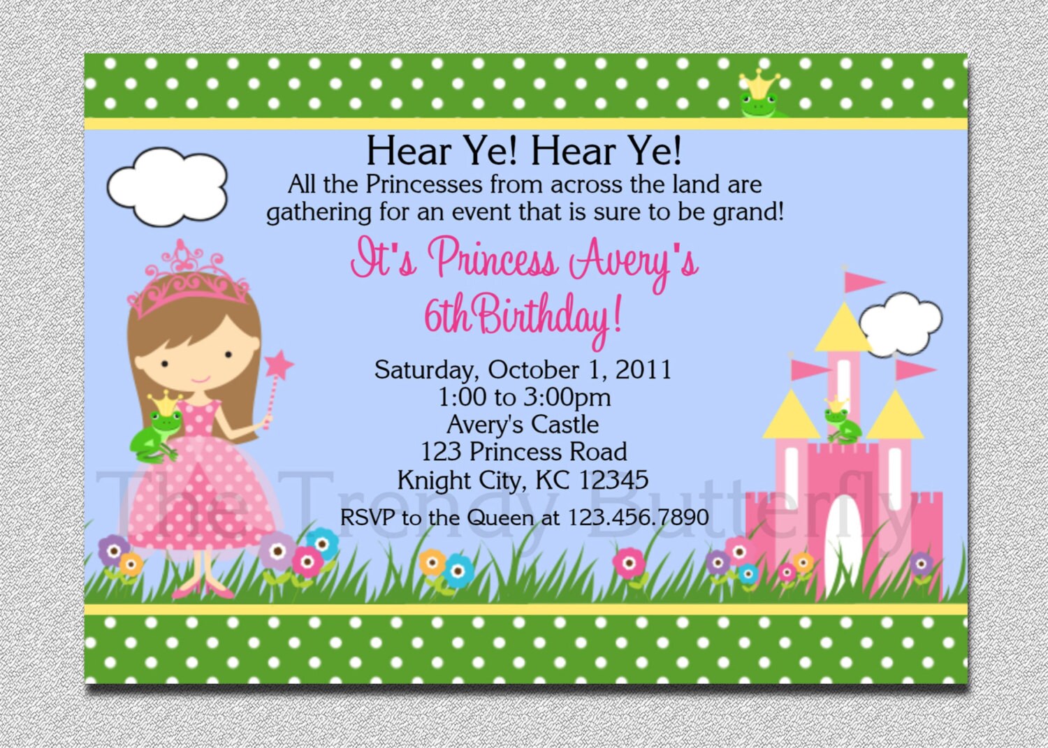Princess Party Birthday Invitation, Invitations, Girls