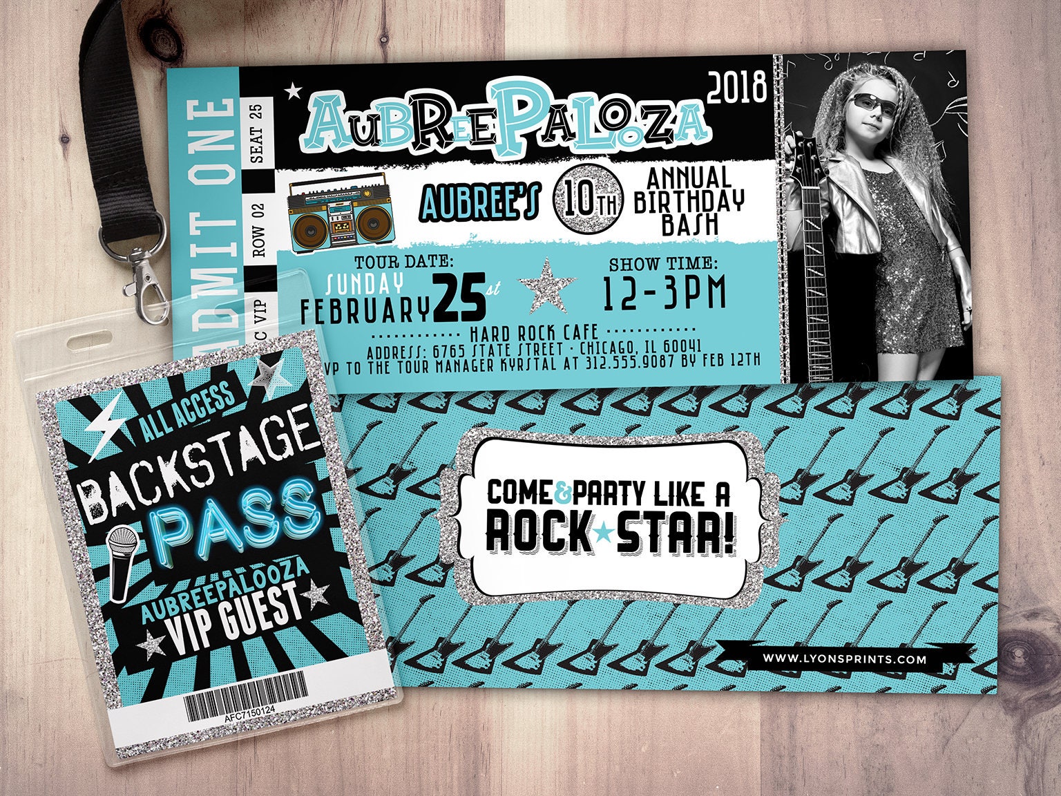 Rock Star-Concert Ticket Birthday Invitation - Pop Star Invitation-Music Invitation