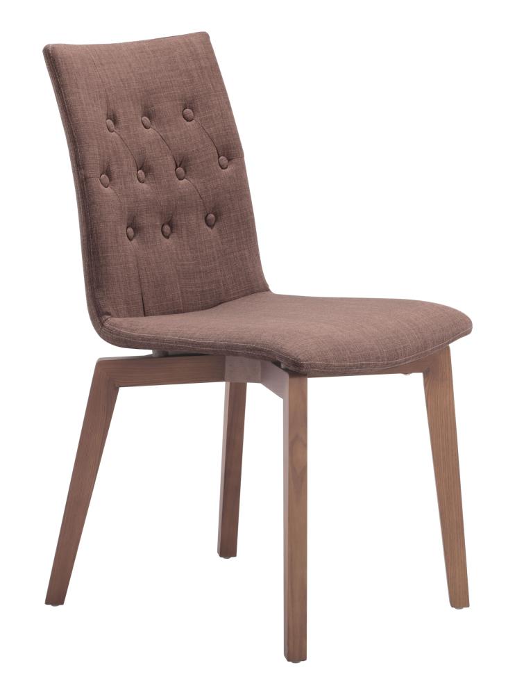 Zuo Modern Set of 2 Orebro Contemporary/Modern Polyester/Polyester Blend Upholstered Dining Side Chair (Wood Frame) in Brown | 100070