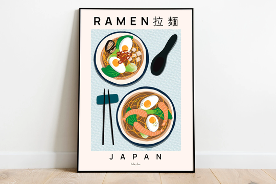 Ramen Art Print, Poster, Illustration, Japanese Food, Kitchen Decor, Chef Gift, Foodie Drawing, Noodles Poster