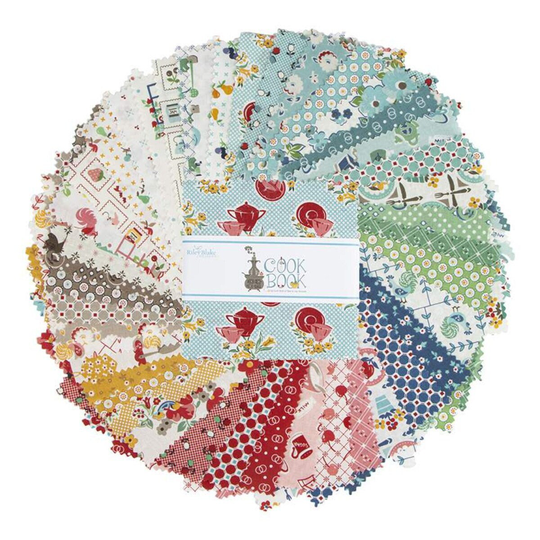 Lori Holt, Cook Book, 5" Stacker, Riley Blake Fabric, Quilting Cotton, Charm Pack, 5-11750-42, Sq61