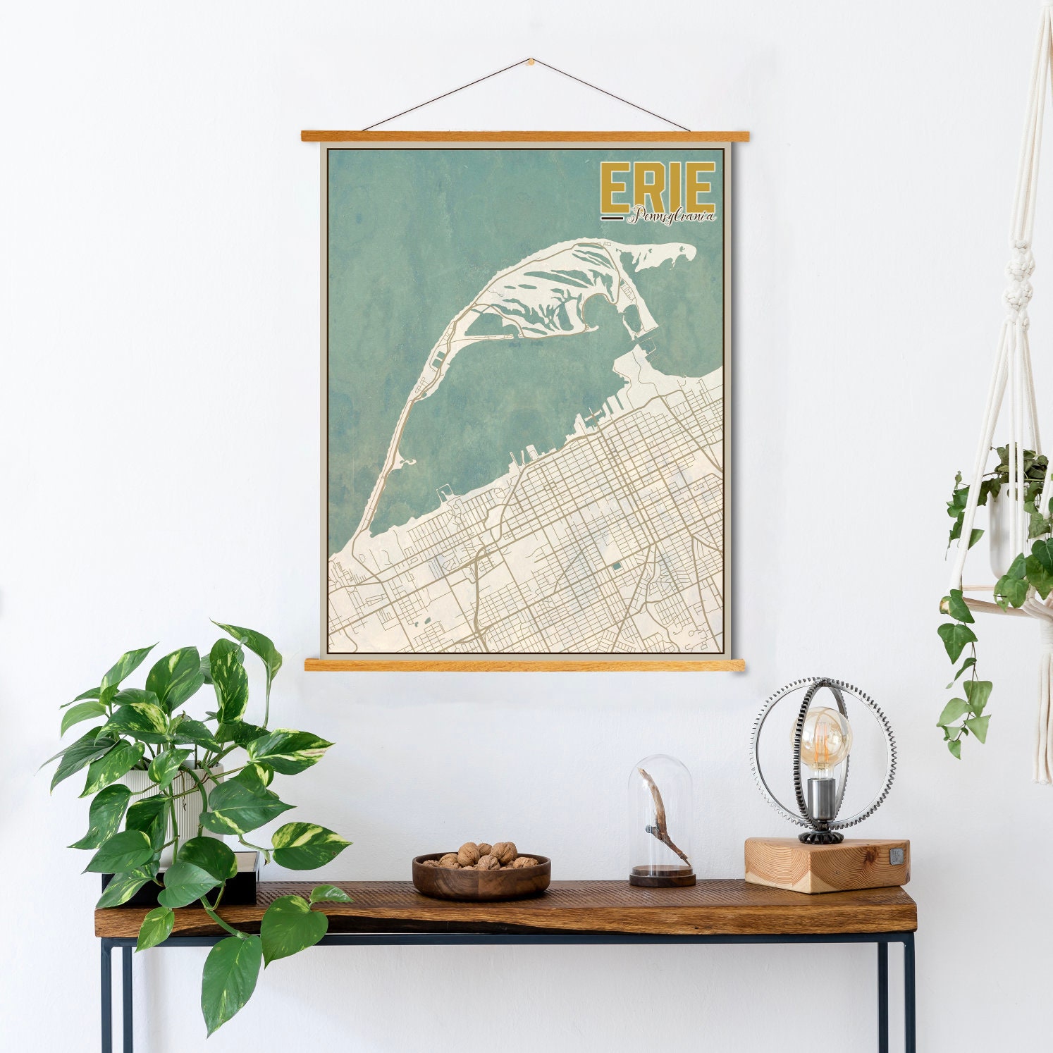 Erie Pennsylvania Nautical Street Map | Hanging Canvas Of Printed Marketplace