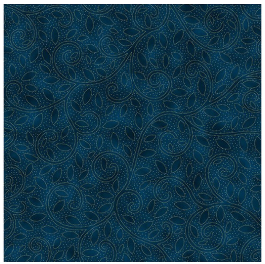 Fall For Autumn Navy/Gold Scrolls & Leaves U4989H-19G - Hoffman, Gold Metallic Vines On Navy Fabric, Autumn Blender Fabric