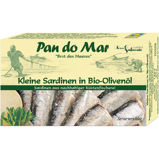 Pan do Mar Small sardines in organic olive oil, 120g