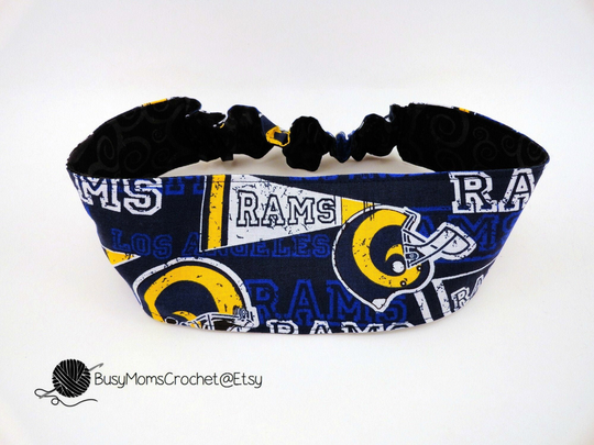 Handmade La Rams Inspired Reversible Fabric Headband, Adult Elastic Workout Yoga