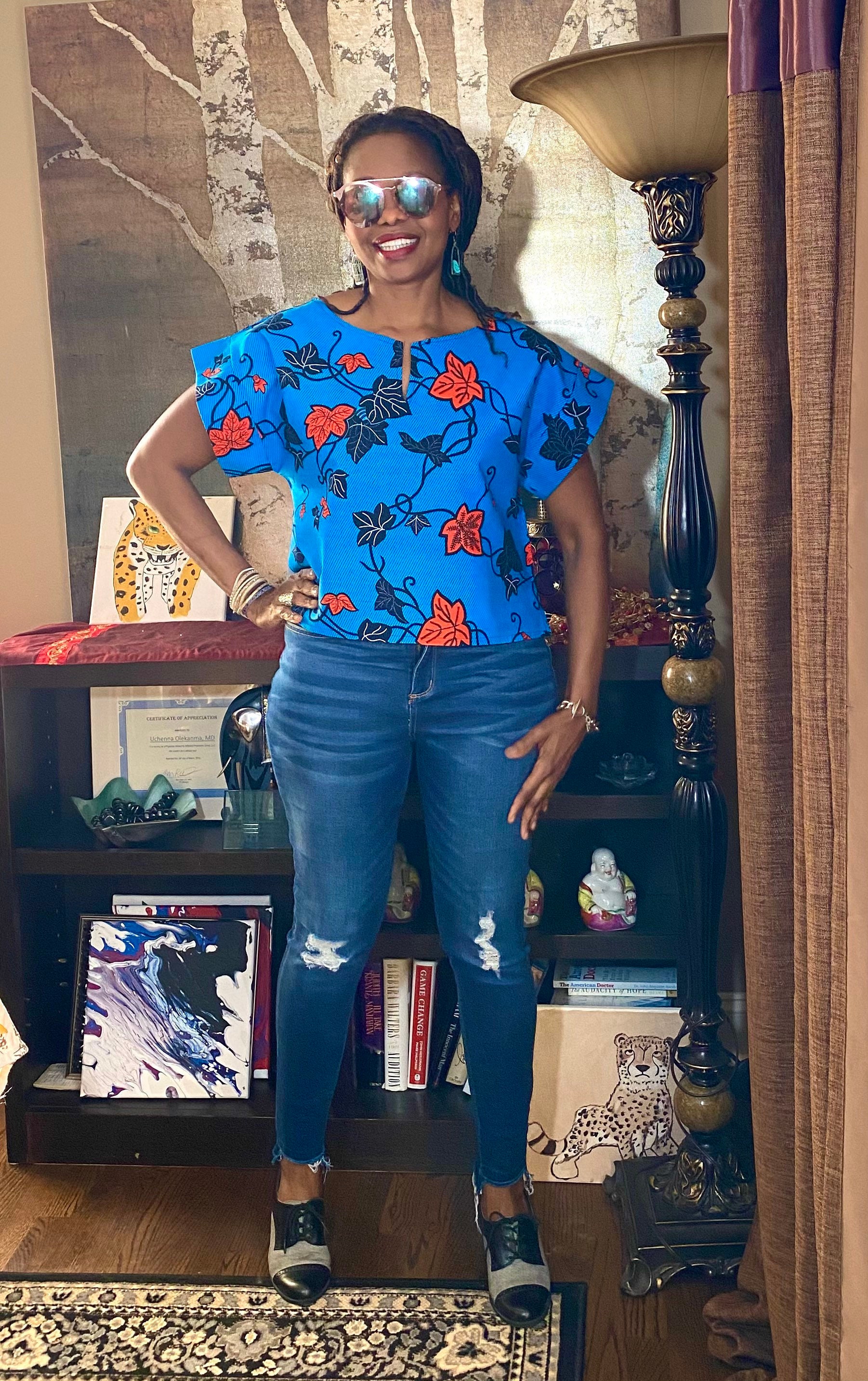 African Tops For Women, Clothing, Green Pink Blouses, Short Ankara Tops, Blouse, Womentops, Summer