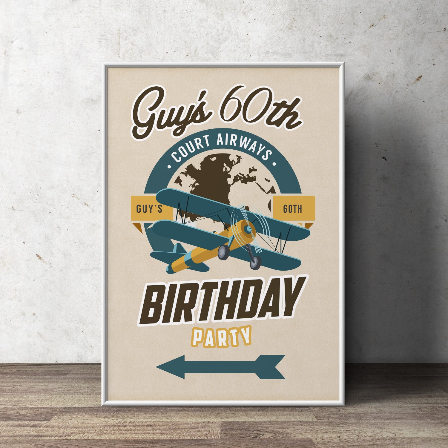 Digital File, Party Sign, Vintage Airplane, Birthday, Vintage, Birthday Party, Party Decor, Time Flies