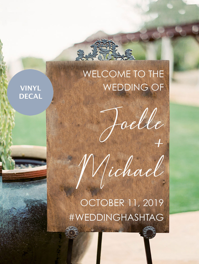 Welcome Wedding Sign, Sign Decals, Decal