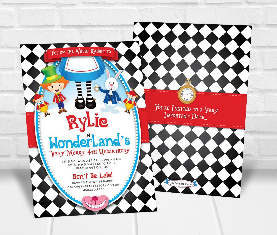 Alice in Wonderland Invitation, Onederland Birthday Party Printable Digital
