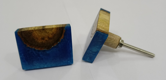 Blue & Wood Color Resin Knobs Kitchen Cabinet Drawer Decorative Cupboard Handles Door Hardware