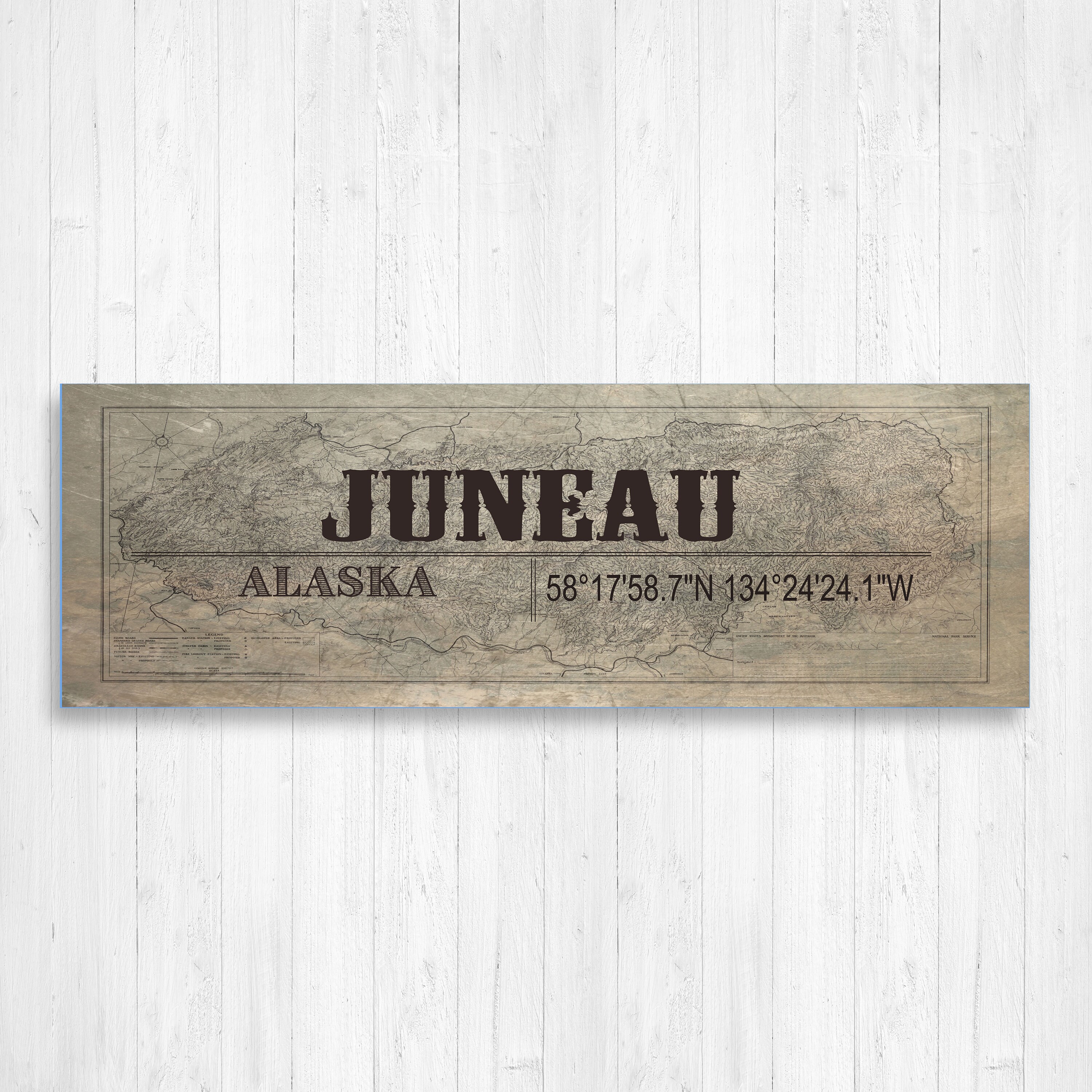Juneau, Alaska, Alaska Wall Canvas, Juneau Vintage Town Mountain Town, Decor, Art