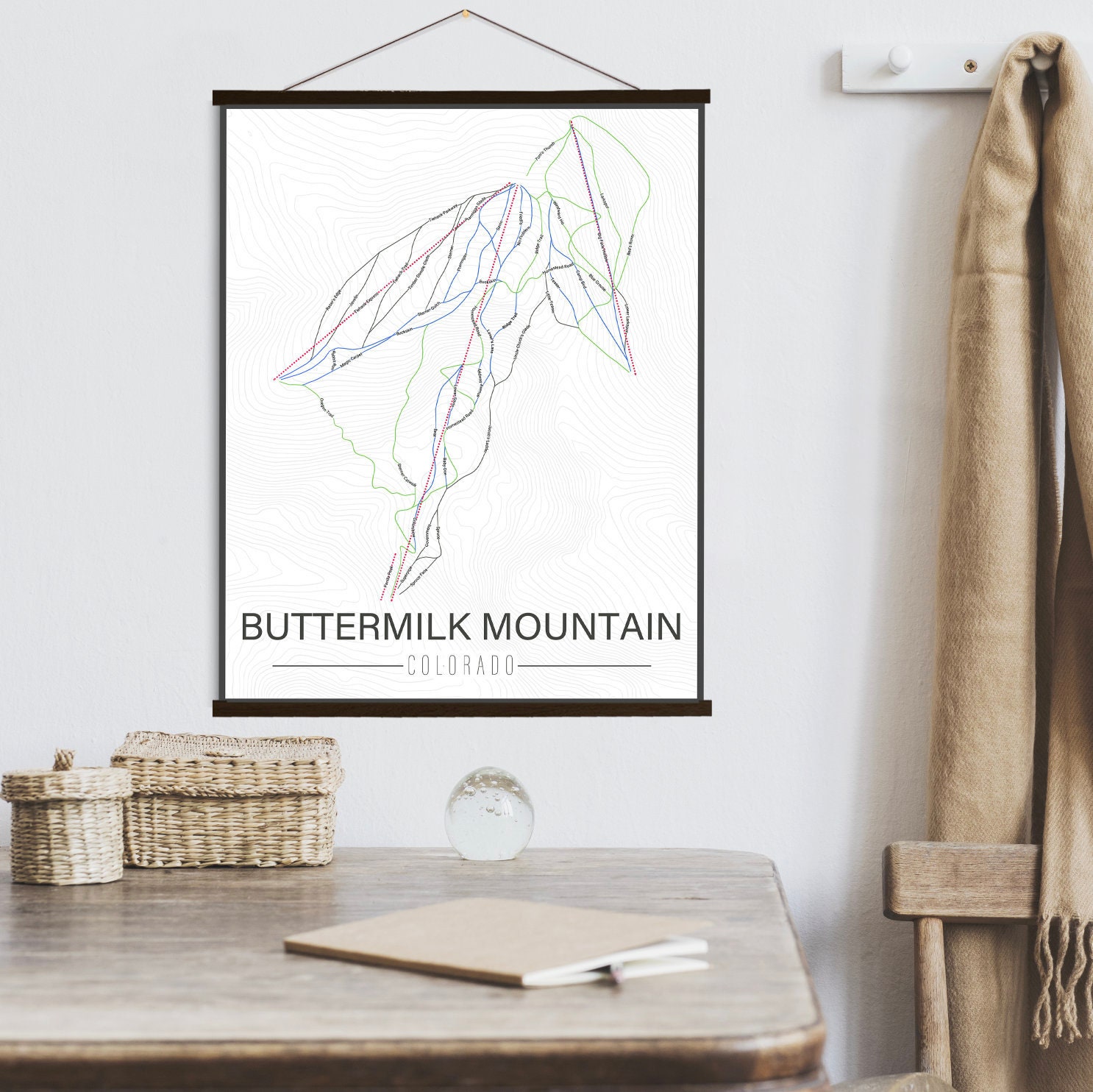 Buttermilk Mountain Colorado Ski Trail Map | Hanging Canvas Of Printed Marketplace