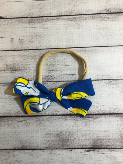 Los Angeles Rams Football Elastic Nylon Stretch Knot Bow One Size Headband Little Baby Girl Toddler Bows Infant Hair Accessory