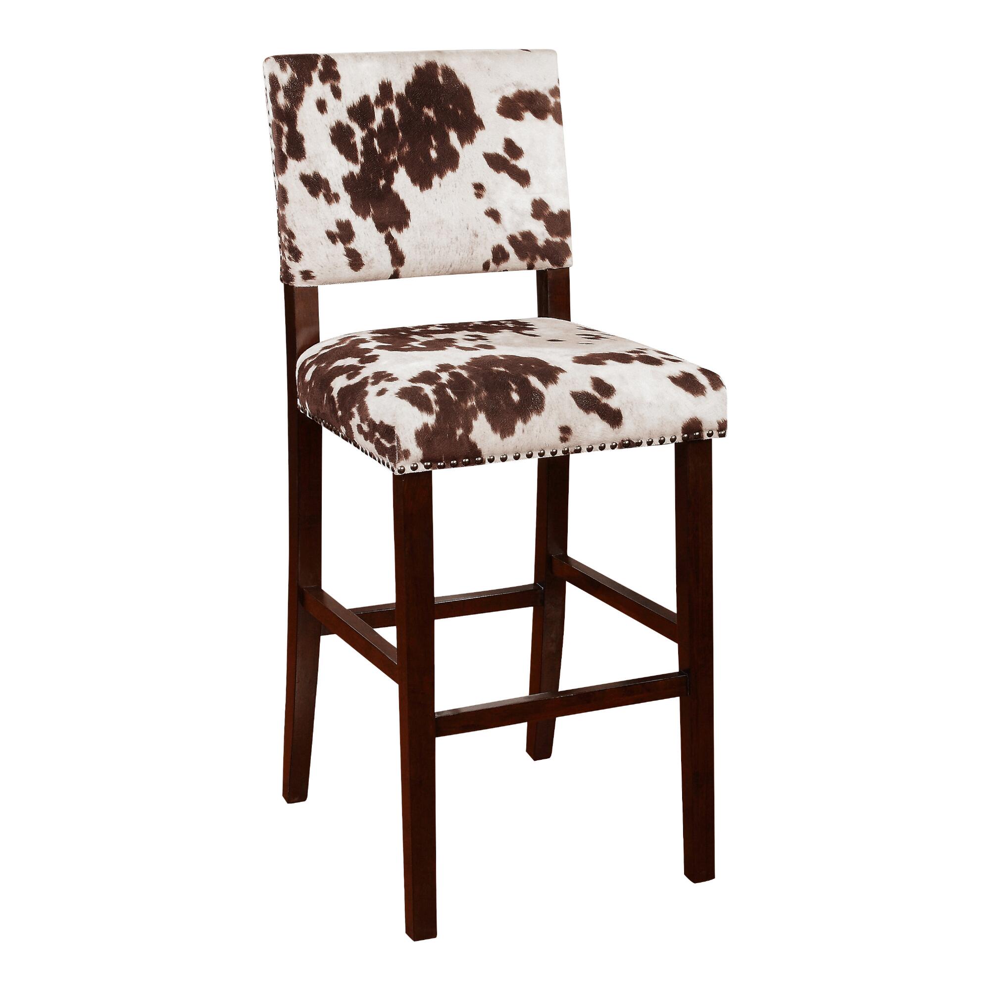 Brown Faux Cowhide Addison Upholstered Barstool by World Market