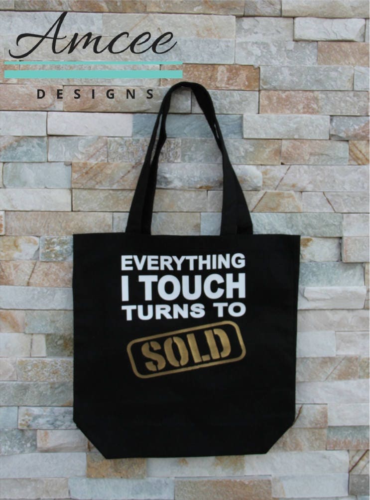 Personalized Real Estate Agent | Canvas Tote Bag Everything I Touch Turns To Sold Realtor Closing Gift Custom