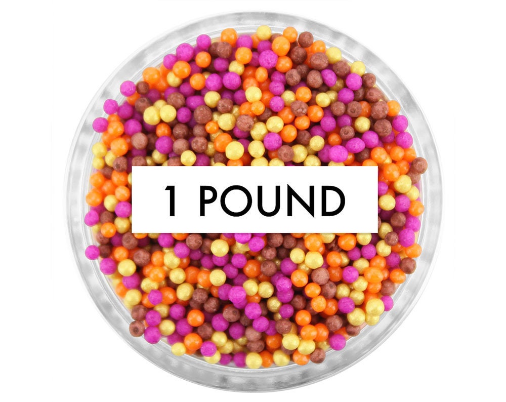 Golden Harvest Non-Pareils Blend 1 lb - A Fall Mix Of Non-Pareils in Orange, Fuchsia, Brown, & Pearly Gold For Decorating Sweet Treats