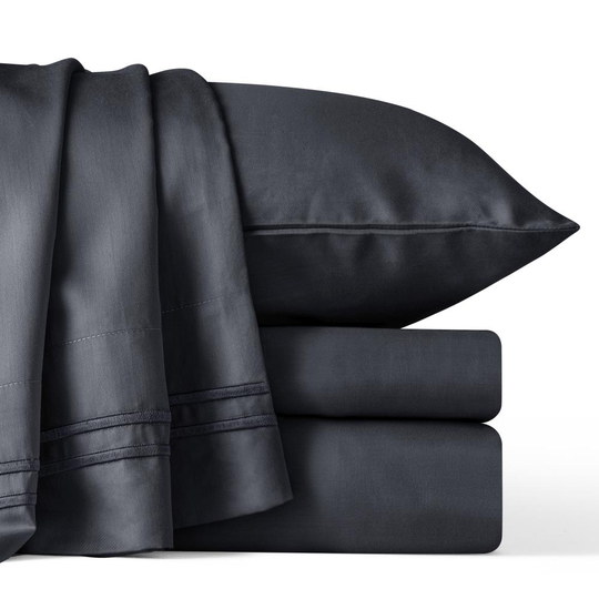 Subrtex Tencel Twin 300-Thread Count Cotton Blend Dark Grey Bed Sheet in Gray | SBTQS3T-DG
