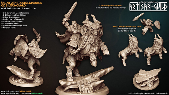 Jarl Gerta On Great Ram | Dwarfs Artisan Guild Dungeons & Dragons D&d Pathfinder Aos