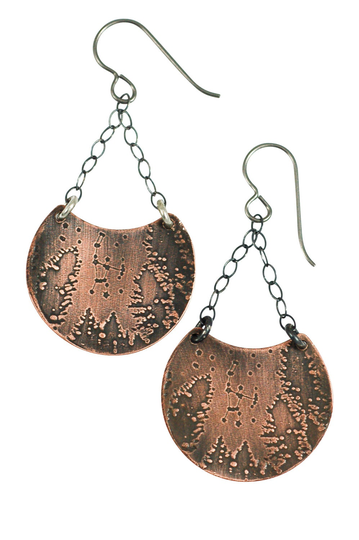 Orion Earrings, Constellation Night Sky Jewelry, Stars & Trees, Nature Camping
