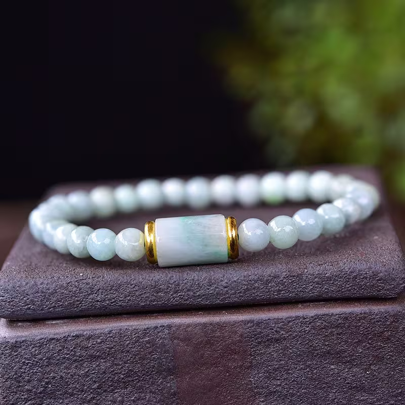Natural Ice Jade Turn Luck Healing Beads Bracelet For Men & Women, Jade Beaded Gifts, Lucky