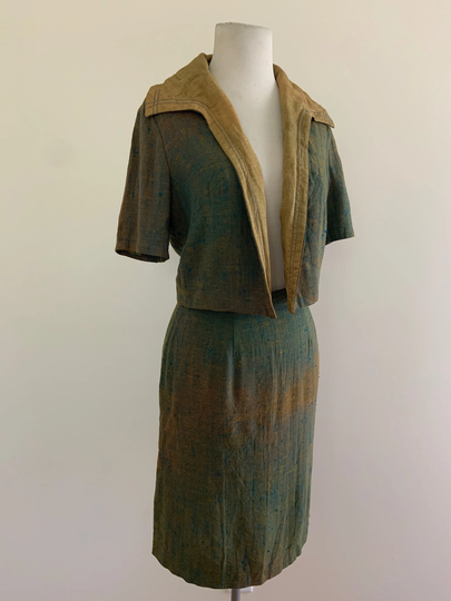Sale Vintage 1960S L'aiglon Linen Jacket + Skirt/60S Dauphine Suit