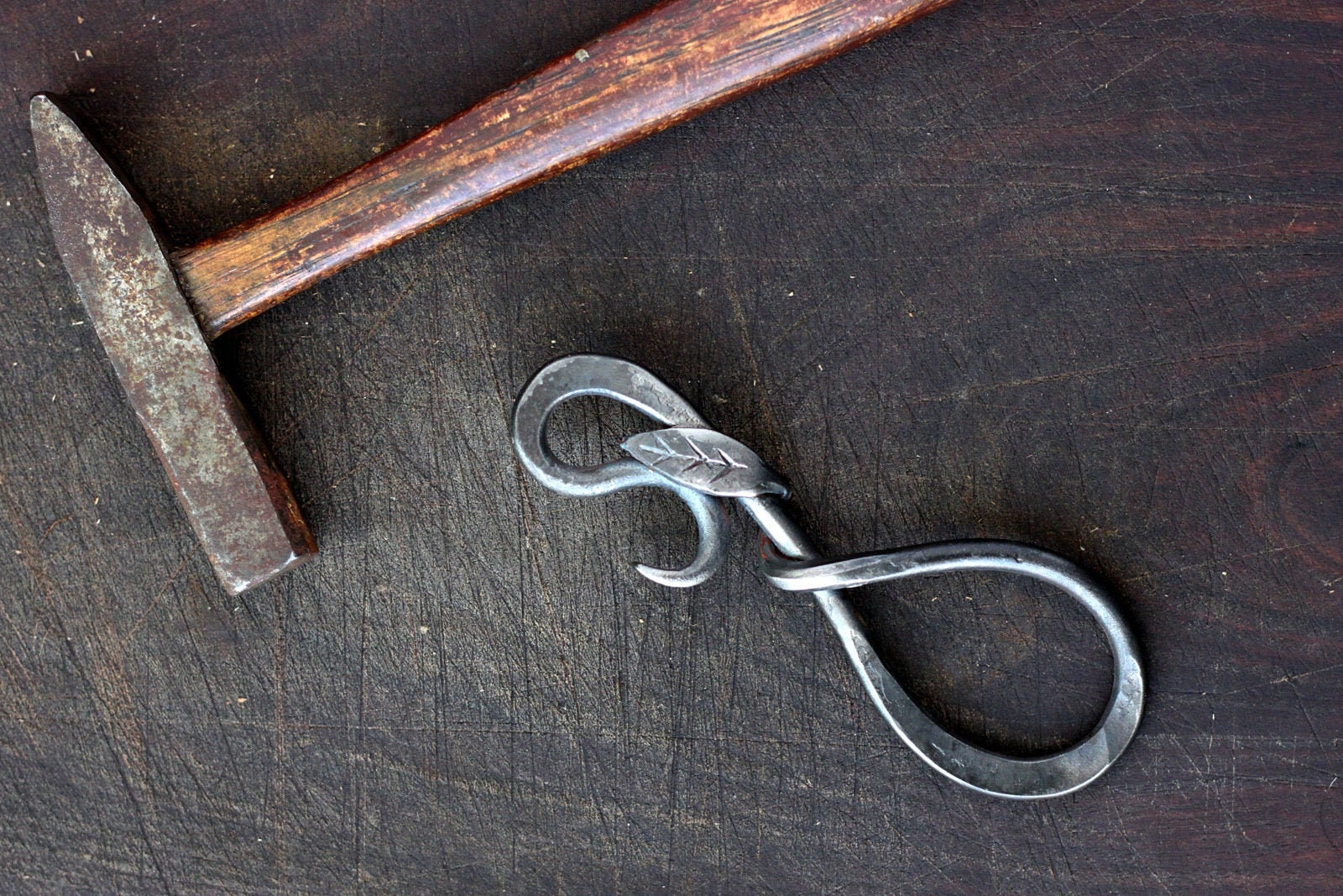 Personalized Bottle Opener Hand Forged Leaf
