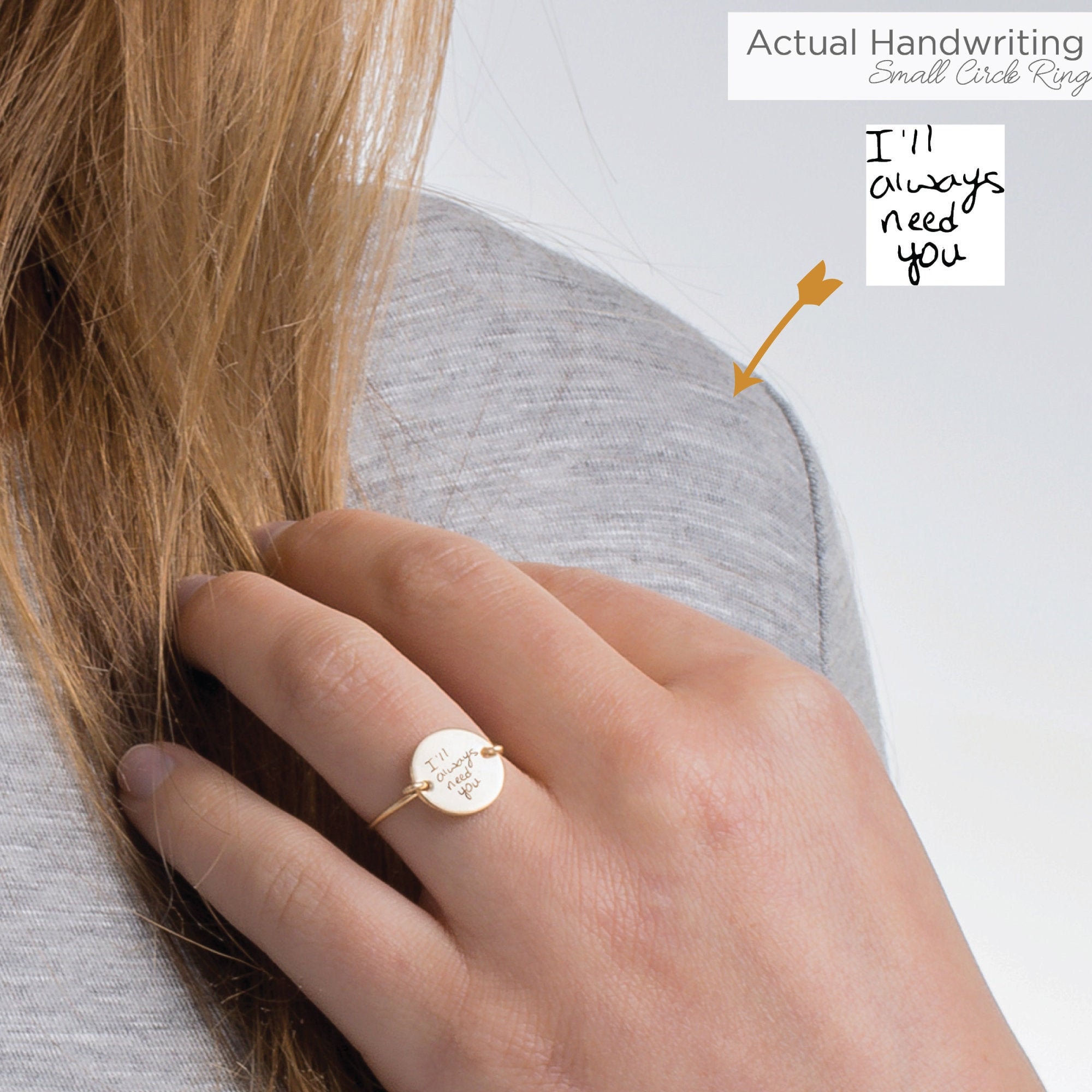 Engraved Handwriting Ring, Gold Or Silver, Bereavement Gift, Personalized Ring With Handwriting, Memorial Actual Jewelry
