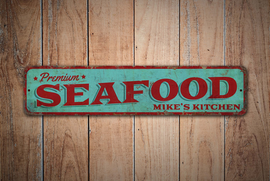 Seafood Sign - Restaurant Decor Custom Vintage Style Premium Quality Rustic Metal