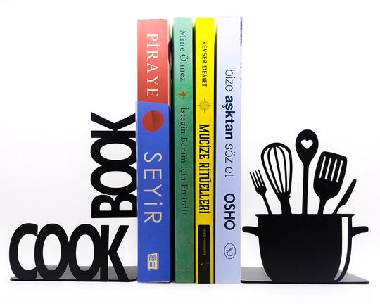 Metal Kitchen Bookends, Cookbook Support, Recipe Holder
