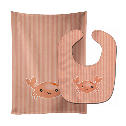 Caroline's Treasures BB7121STBU Crab Baby Bib & Burp Cloth, 11 x 18", multicolor