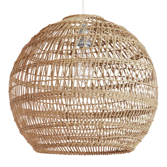 Round Bamboo Basketweave Pendant Shade: Gray - Natural Fiber - Large by World Market
