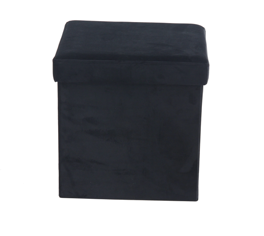 Grayson Lane Modern Black Polyester/Polyester Blend Square Integrated Storage Ottoman | 53727