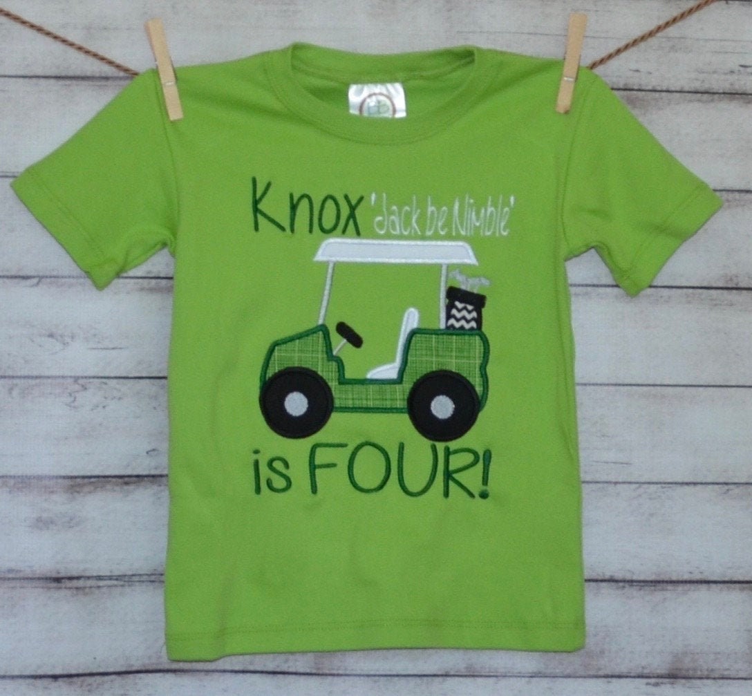 Personalized Golf Cart Monogram Applique Shirt Or Bodysuit Boy Girl