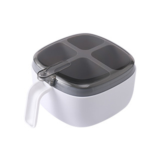 Seasoning Container 4 Grid Safe Plastic Large Capacity Nordic Style Spice Box for Kitchen - white