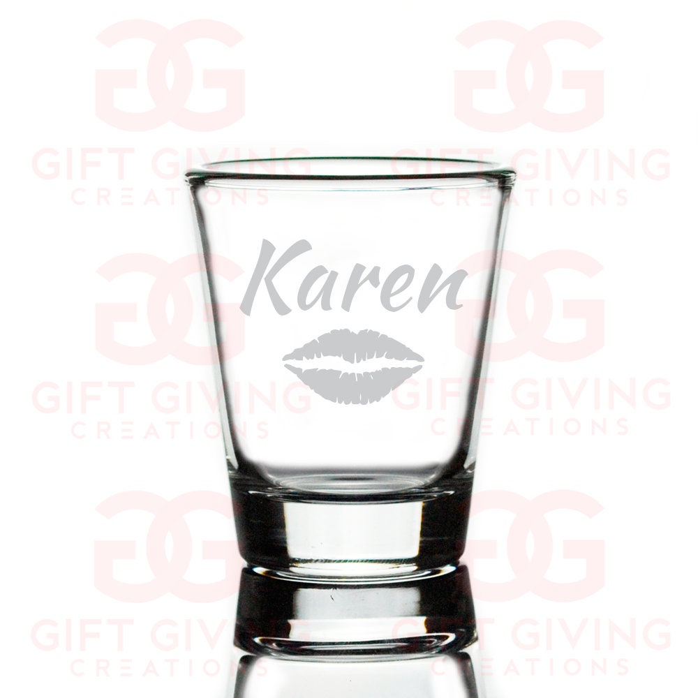 Custom Personalized Lips Shot Glass, Wedding The Single Life Goodbye, Engagement Announcement, Etched