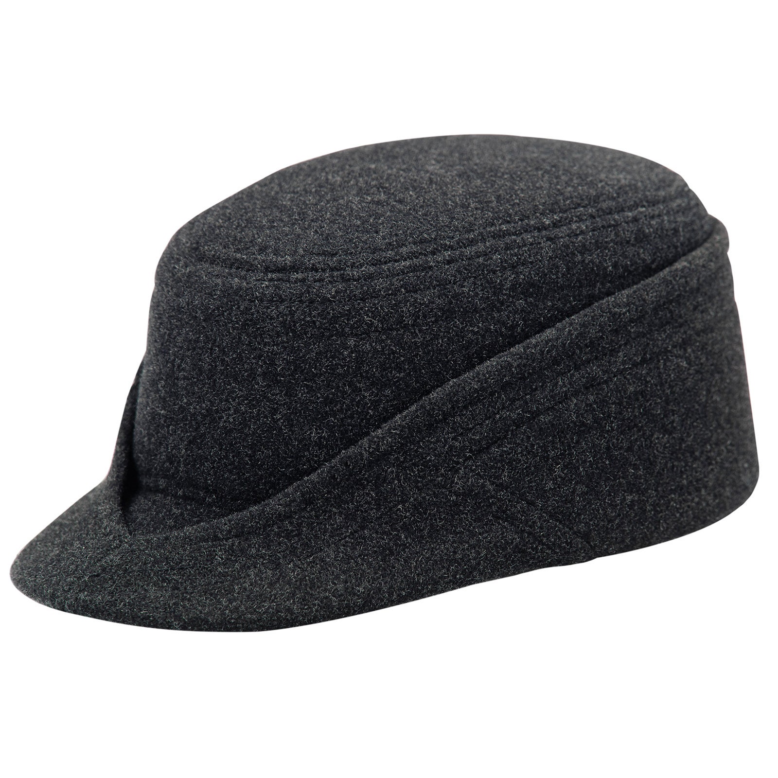 Alpine Wool Blend Mountain Cap Warm Winter Hat Quilted Lining With Cashmere Trooper Military Working Sherpa Hunter Scount Austrian Gray