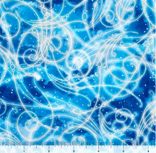 Christmas Fabric, Blue Blender Fabric Whirlwind Collection By Qt Holiday Yardage & Fat Quarters Available