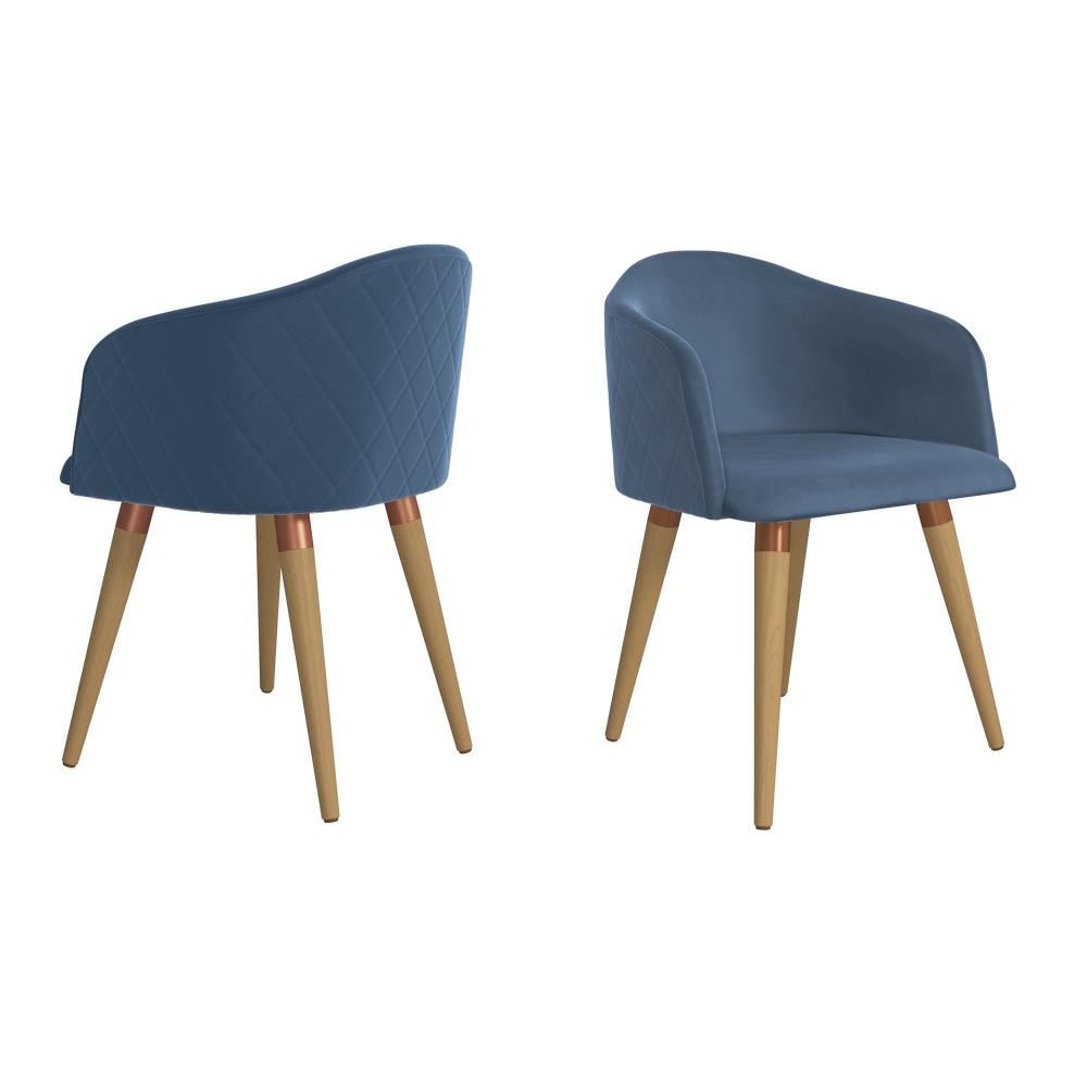 Manhattan Comfort Set of 2 Kari Contemporary/Modern Polyester/Polyester Blend Upholstered Dining Arm Chair (Composite Frame) in Blue | 2-1020482