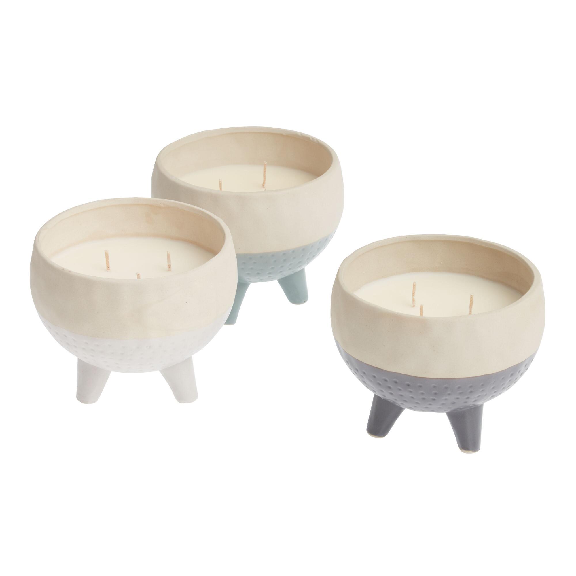 Glazed Ceramic Tripod Filled Jar Candle Collection by World Market