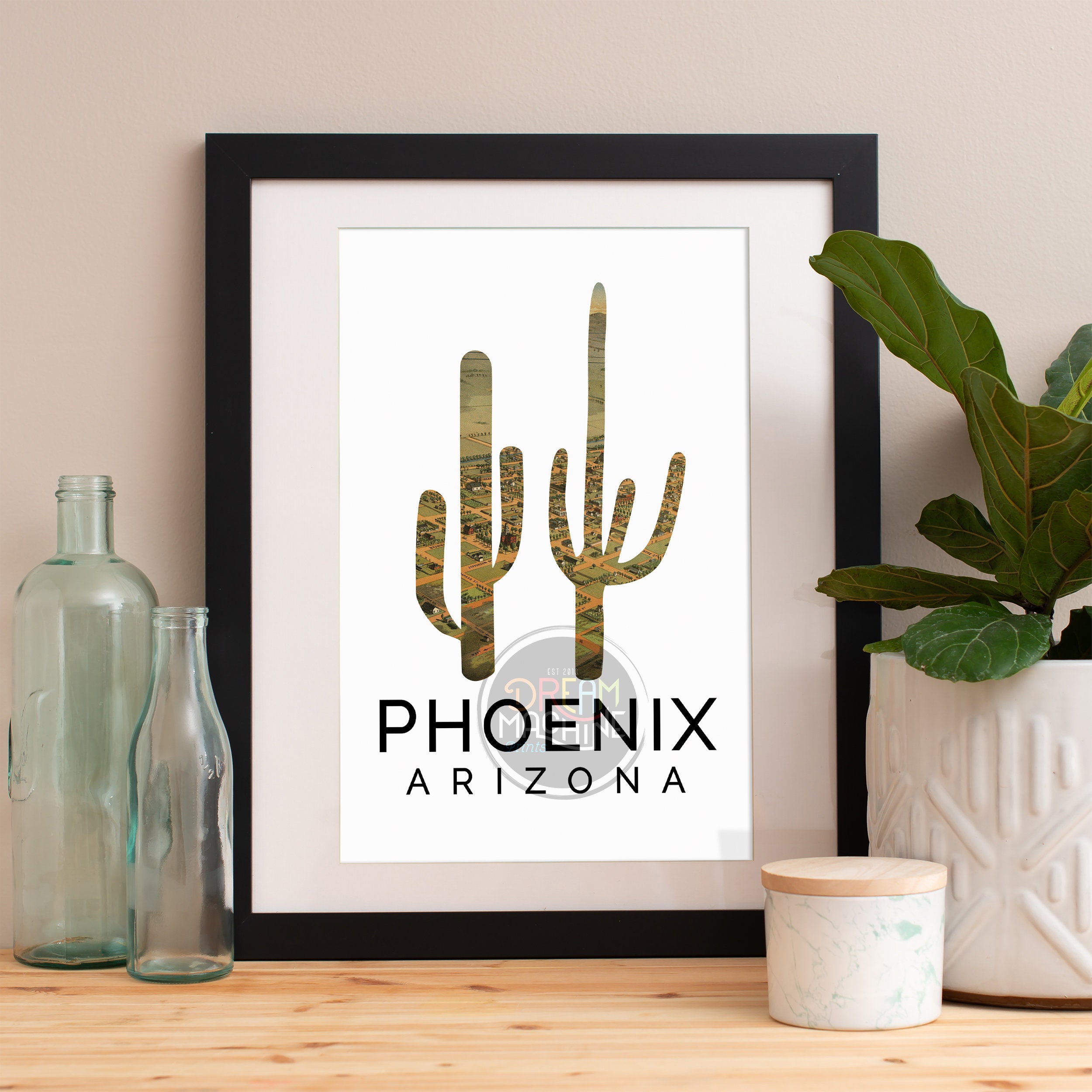 Phoenix Print, Skyline, Art, Poster, Watercolor, Art Map, Wall