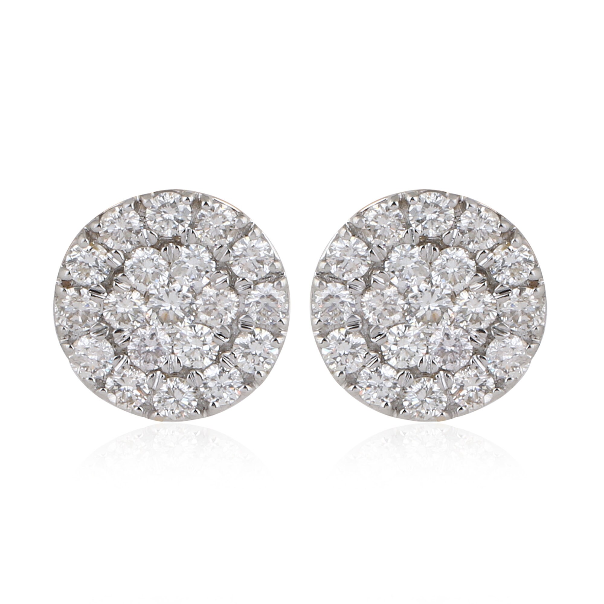 On Sale 14K Yellow Gold Diamond Stud Earrings, Disc Studs, Circle 10 Mm Disk Studs, Gift For Girl