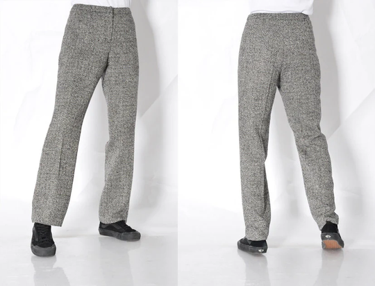 Vintage 90S Black White Wool Blend Womens Pants Formal Minimalist Trousers Waist Size 29 in S