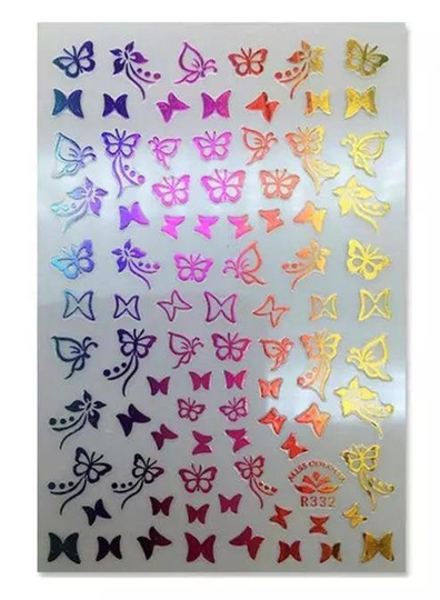 Butterfly Nail Stickers, Art Decals, Designs, Polish Gel Manicure Supplies, Foil Glue, Gold