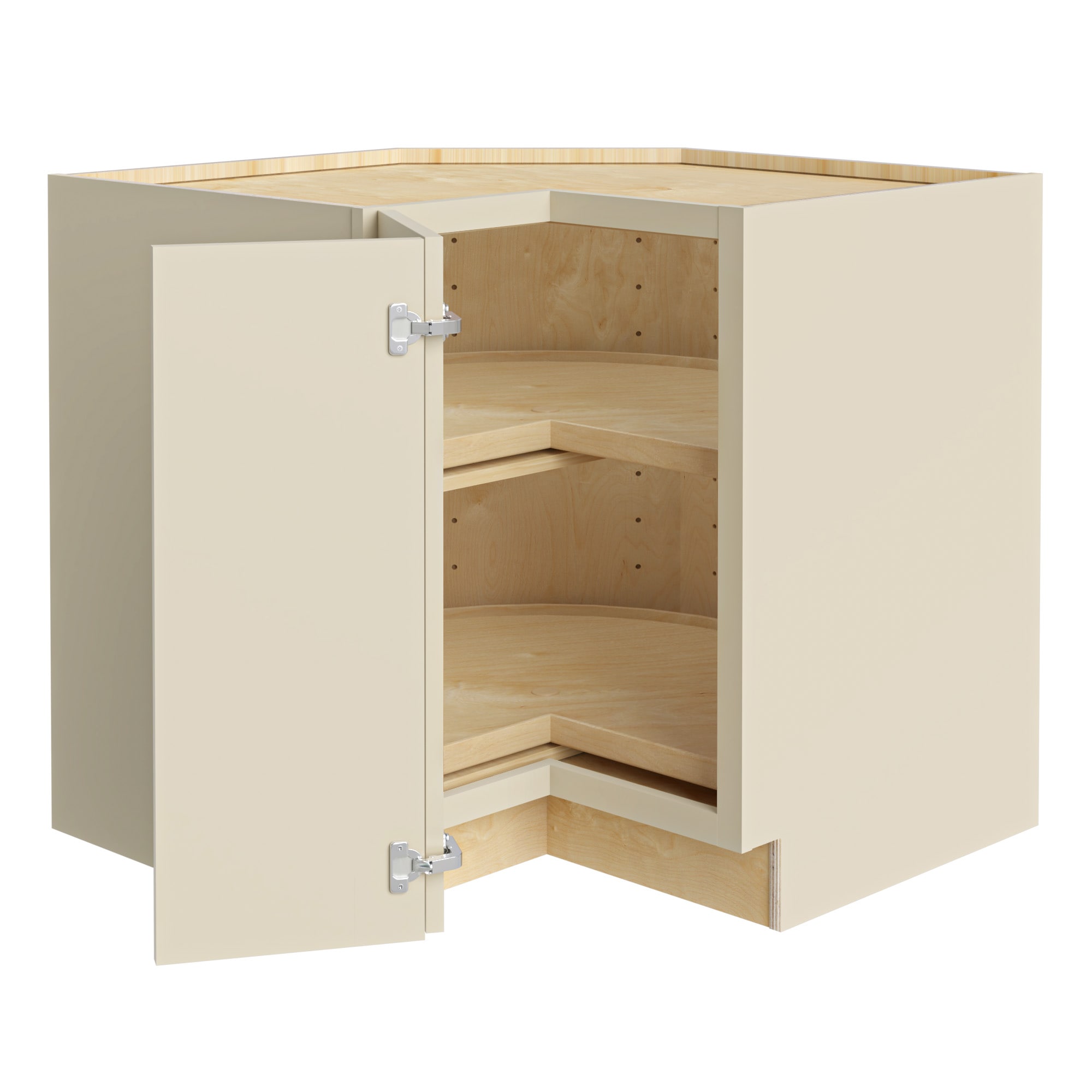 Luxxe Cabinetry 33-in W x 34.5-in H x 24-in D Norfolk Blended Cream Painted Lazy Susan Corner Base Fully Assembled Semi-custom Cabinet in Off-White